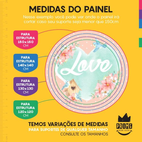 Painel Redondo 3D Love Tecido Sublimado - Image 4