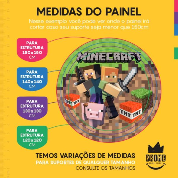 Painel Redondo 3D Minecraft Tecido Sublimado - Image 4