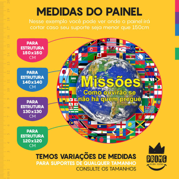 Painel Redondo 3D Missões Tecido Sublimado - Image 4