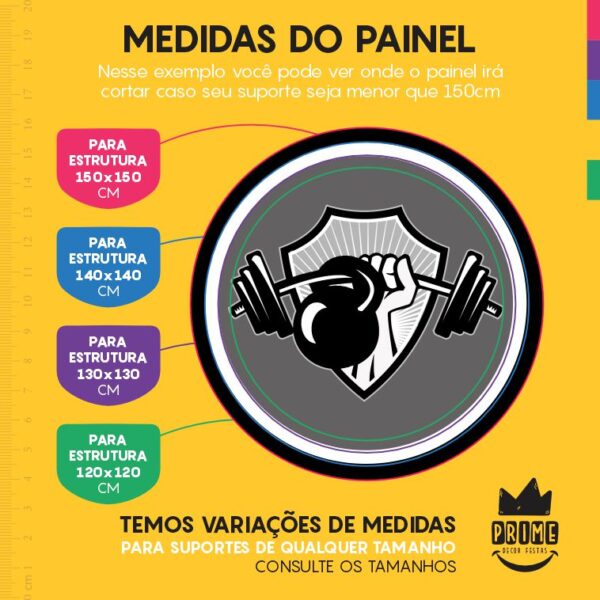 Painel Redondo 3D Musculação Tecido Sublimado - Image 4