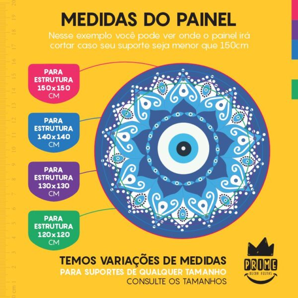Painel Redondo 3D Olho Grego Tecido Sublimado - Image 4
