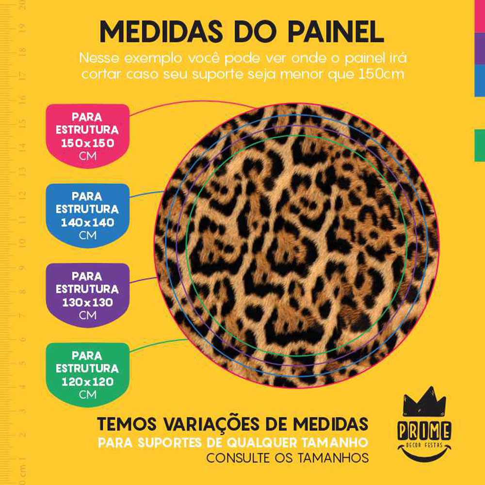 Painel Redondo 3D Oncinha Tecido Sublimado - Imagem 4