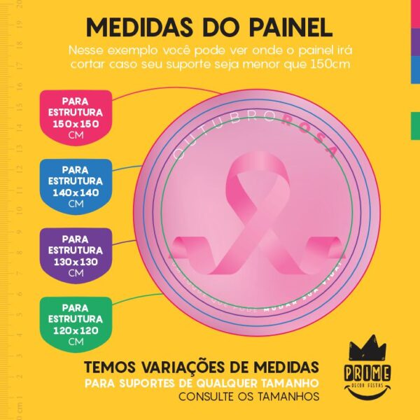 Painel Redondo 3D Outubro Rosa Tecido Sublimado - Image 4