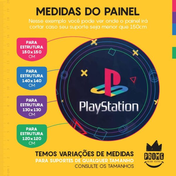 Painel Redondo 3D Playstation Tecido Sublimado - Image 4