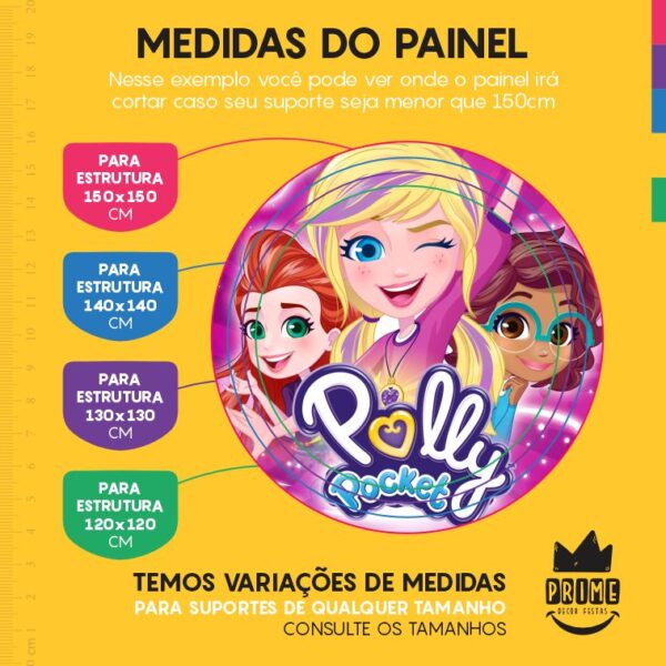 Painel Redondo 3D Polly Pocket Tecido Sublimado - Image 4