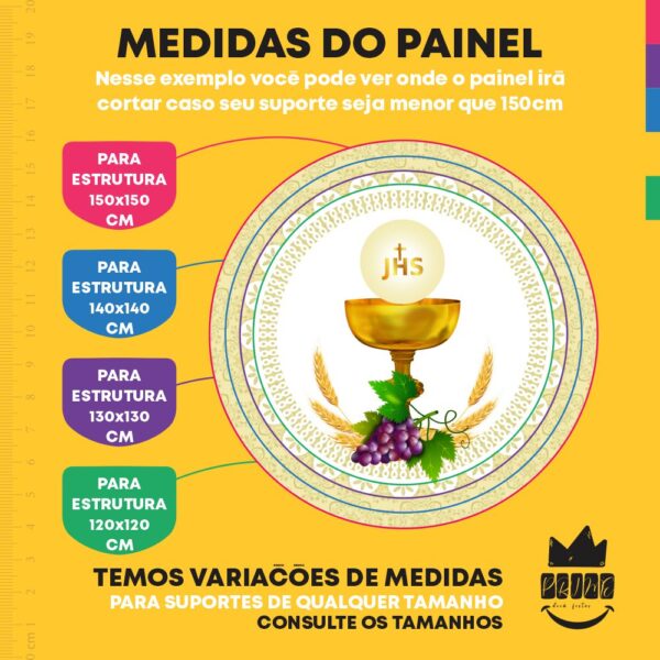 Painel Redondo 3D Primeira Comunhão Tecido Sublimado - Image 4