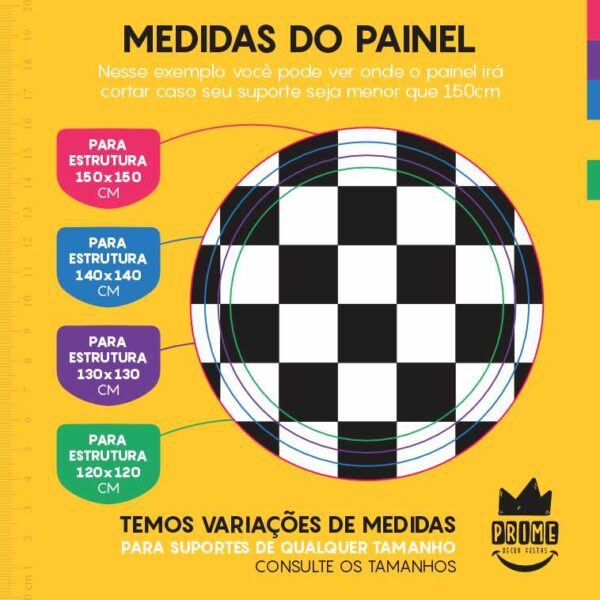 Painel Redondo 3D Quadriculada Tecido Sublimado - Image 4