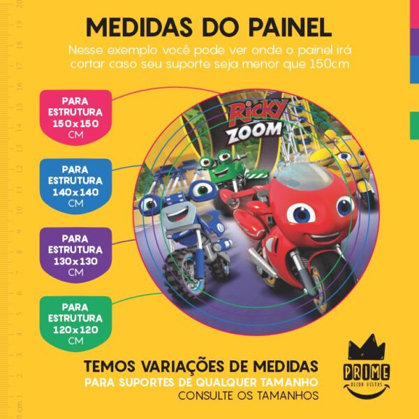 Painel Redondo 3D Rick Zoom Tecido Sublimado - Image 4