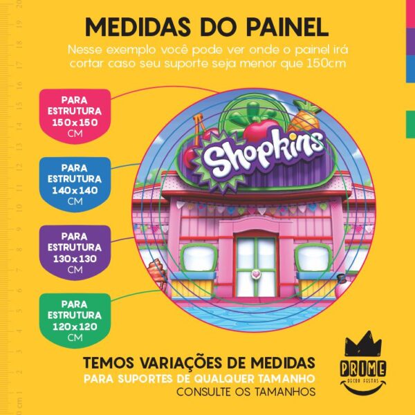 Painel Redondo 3D Shopkins Tecido Sublimado - Image 4