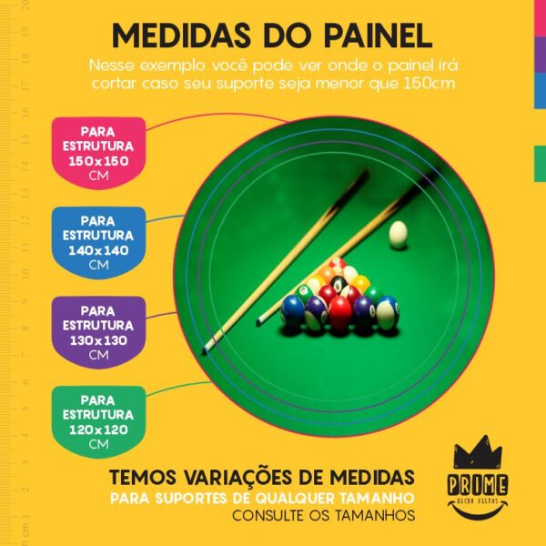 Painel Redondo 3D Sinuca Tecido Sublimado - Image 4