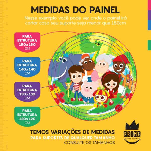 Painel Redondo 3D Sitio do Pica Pau Amarelo Tecido Sublimado - Image 4