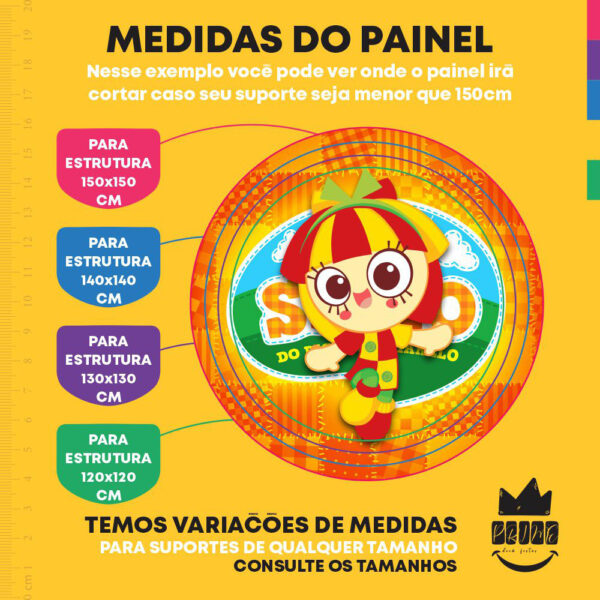 Painel Redondo 3D Emília Sitio do Pica Pau Amarelo Tecido Sublimado - Image 4