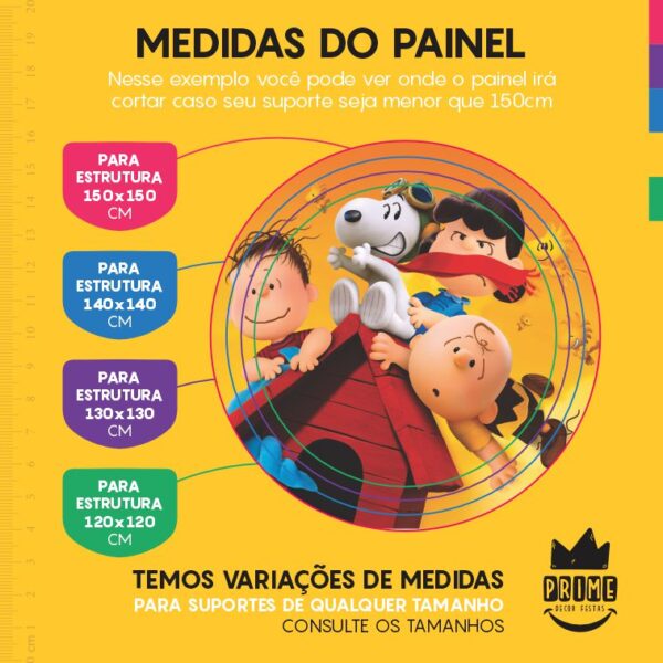 Painel Redondo 3D Snoopy Tecido Sublimado - Image 4