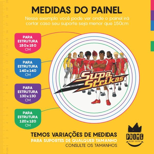 Painel Redondo 3D Supa Strikas Tecido Sublimado - Image 4