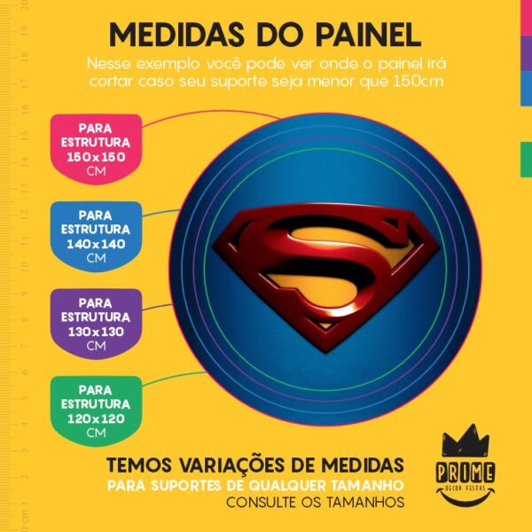 Painel Redondo 3D Super Homem Tecido Sublimado - Image 4
