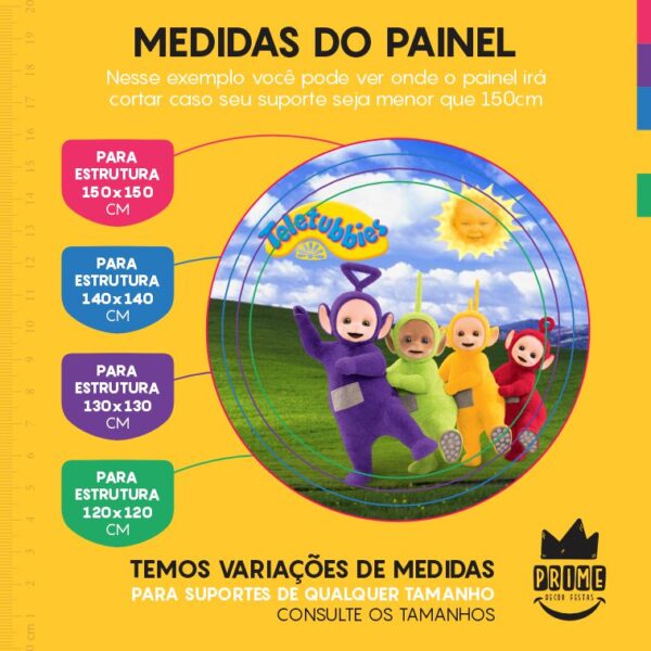 Painel Redondo 3D Teletubbies Tecido Sublimado - Image 4