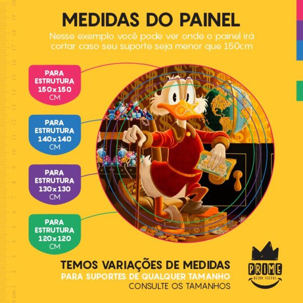 Painel Redondo 3D Tio Patinhas Tecido Sublimado - Image 4