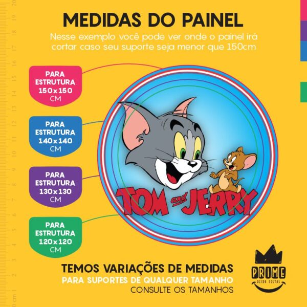 Painel Redondo 3D Tom e Jerry Tecido Sublimado - Image 4