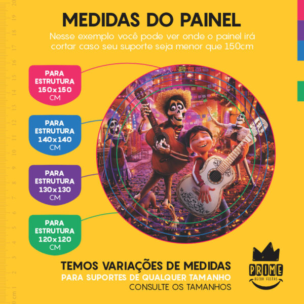 Painel Redondo 3D Viva a Vida é Uma Festa Tecido Sublimado - Image 4