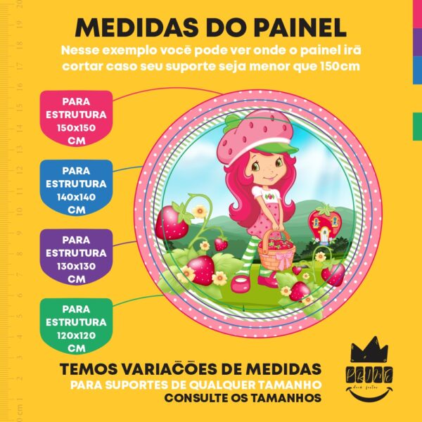 Painel Redondo 3D Moranguinho Tecido Sublimado - Image 4