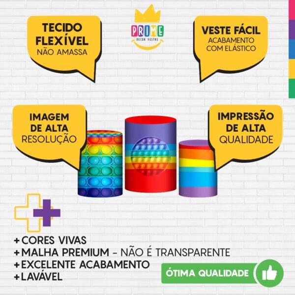 Trio Capa Cilindro Pop It Fidget Toys 3d Em Tecido Com Elástico - Image 3