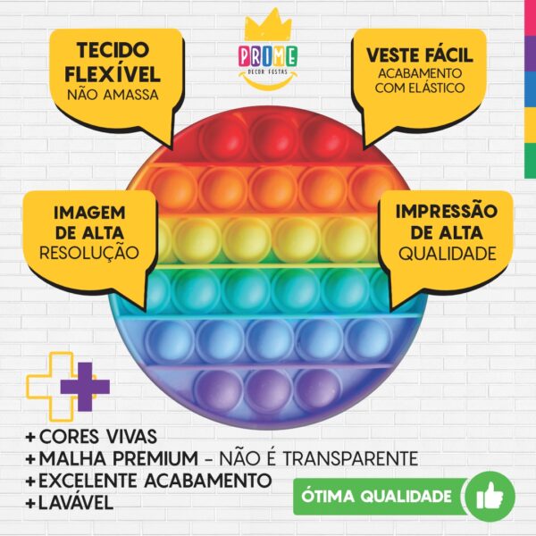 Trio Capa Cilindro + Painel Redondo 3D Pop It Fidget Toys 1,50m Veste Fácil - Image 3
