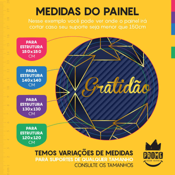 Trio Capa Cilindro + Painel Redondo 3D Gratidão 1,50m Veste Fácil - Image 4