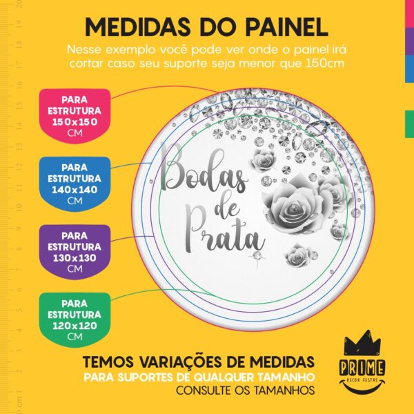 Trio Capa Cilindro + Painel Redondo 3D Bodas de Prata 1,50m Veste Fácil - Image 4