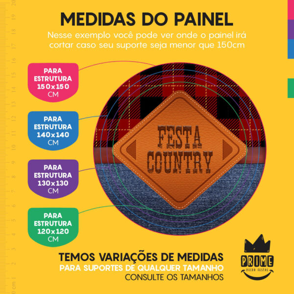 Trio Capa Cilindro + Painel Redondo 3D Festa Country 1,50m Veste Fácil - Image 4