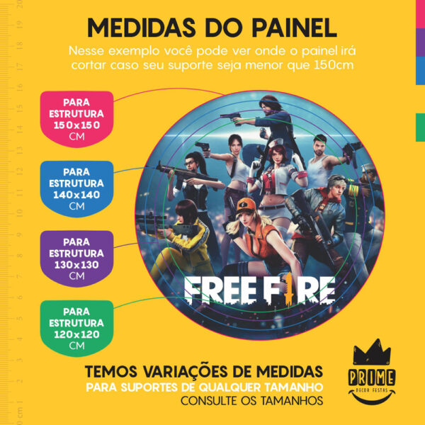 Trio Capa Cilindro + Painel Redondo 3D Free Fire 1,50m Veste Fácil - Image 4