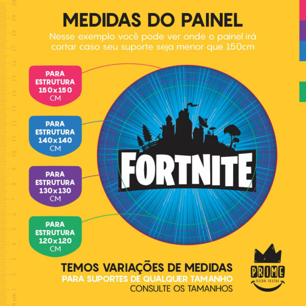 Trio Capa Cilindro + Painel Redondo 3D Fortnite 1,50m Veste Fácil - Image 4