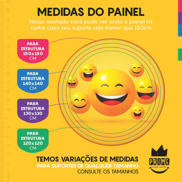 Trio Capa Cilindro + Painel Redondo 3D Emojis 1,50m Veste Fácil - Image 4
