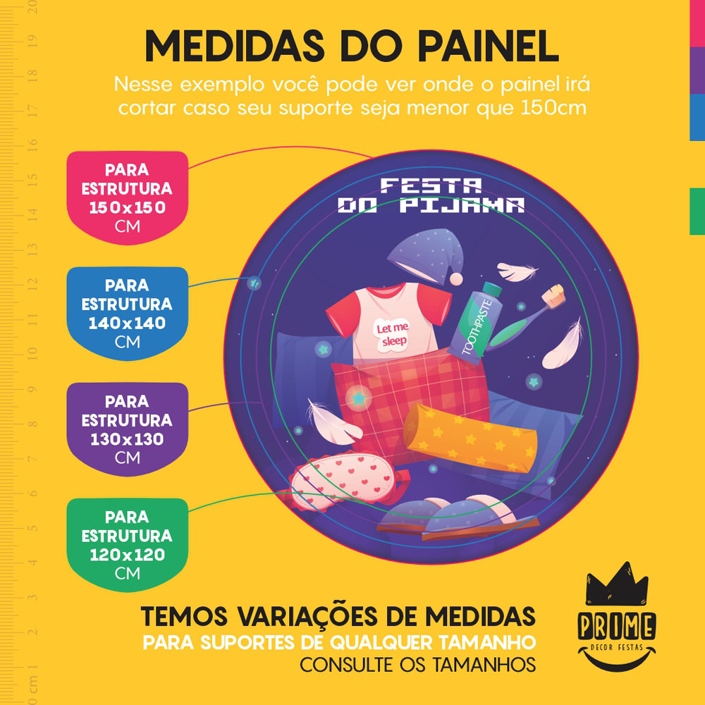 Trio Capa Cilindro + Painel Redondo 3D Festa do Pijama 1,50m Veste Fácil - Imagem 4