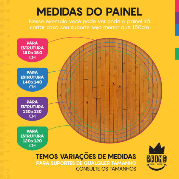 Trio Capa Cilindro + Painel Redondo 3D Madeira 1,50m Veste Fácil - Image 4