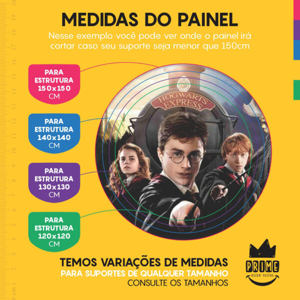 Trio Capa Cilindro + Painel Redondo 3D Harry Potter 1,50m Veste Fácil - Image 4