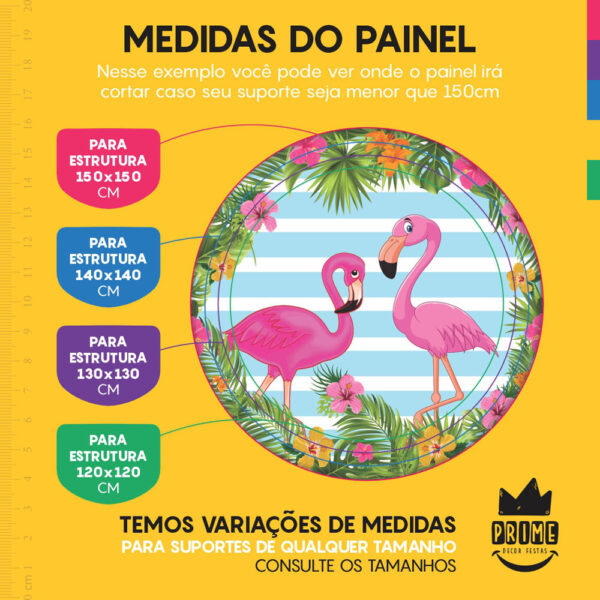 Trio Capa Cilindro + Painel Redondo 3D Flamingo 1,50m Veste Fácil - Image 4