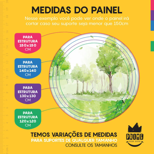 Trio Capa Cilindro + Painel Redondo 3D Bosque 1,50m Veste Fácil - Image 4