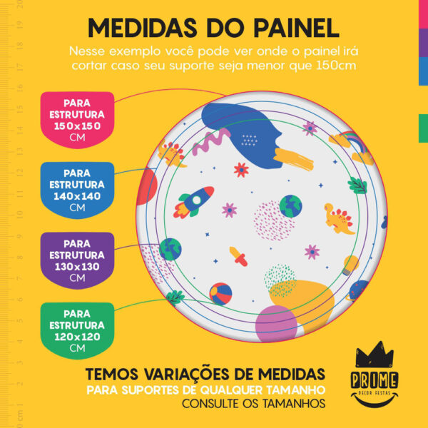Trio Capa Cilindro + Painel Redondo 3D Infantil 1,50m Veste Fácil - Image 4