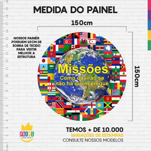 Painel Redondo 3D Missões Tecido Sublimado - Image 3