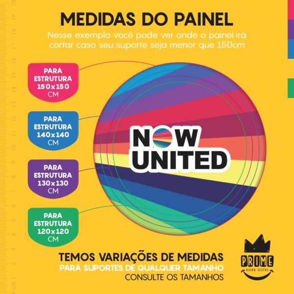 Trio Capa Cilindro + Painel Redondo 3D Now United 1,50m Veste Fácil - Image 4
