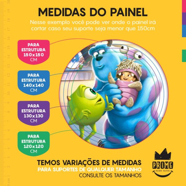 Trio Capa Cilindro + Painel Redondo 3D Monstros Sa 1,50m Veste Fácil - Image 4