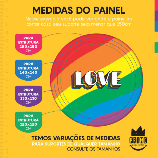 Trio Capa Cilindro + Painel Redondo 3D Lgbt 1,50m Veste Fácil - Image 4