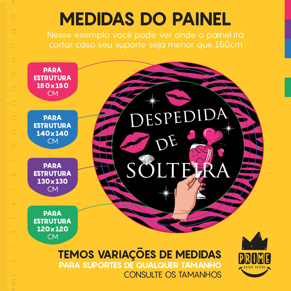 Trio Capa Cilindro + Painel Redondo 3D Despedida de Solteira 1,50m Veste Fácil - Imagem 4