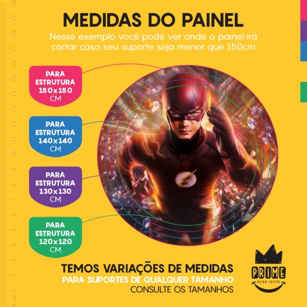 Trio Capa Cilindro + Painel Redondo 3D The Flash 1,50m Veste Fácil - Image 4