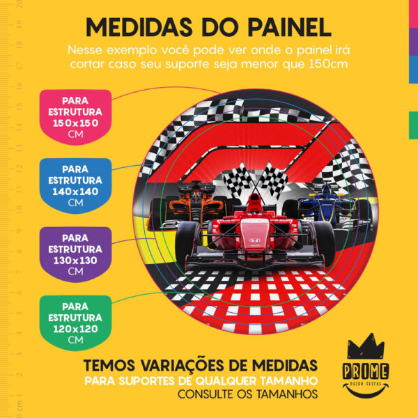 Trio Capa Cilindro + Painel Redondo 3D Formula 1 1,50m Veste Fácil - Image 4