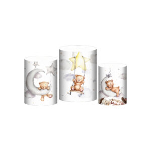 Trio Capa Cilindro Ursinho Cute 3d Em Tecido Com Elástico