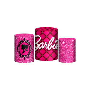 Trio Capa Cilindro Barbie 3d Em Tecido Com Elástico