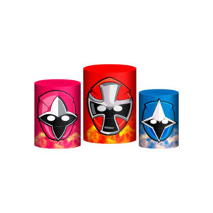 Trio Capa Cilindro Power Rangers 3d Em Tecido Com Elástico