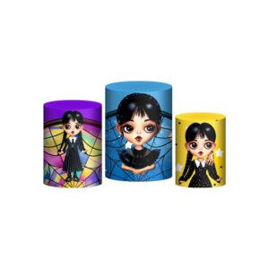 Trio Capa Cilindro Wandinha 3d Em Tecido Com Elástico