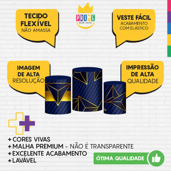 Trio Capa Cilindro Gratidão 3d Em Tecido Com Elástico - Image 3